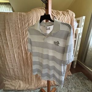 Under Amour Men's Polo Shirt with White and Gray Stripes